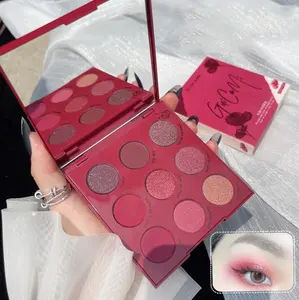 GUICAMI Low Price 9 Color Popular Luxury Wine Pallet Romantic Make Ups Cheap Red Eyeshadow Palette