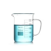 Bécher en verre RONGTAI 100 ml, Fiole, Grossiste chinois 1101-2, Bécher en verre à forme basse 500 ml avec poignée, bec verseur et graduation blanche