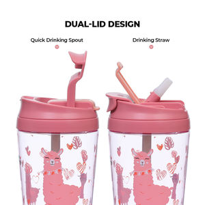 طباعة إبداعية 16 أونصة فريدة من نوعها في الهواء الطلق يسلب الأطفال يتوهم وردي واضح Tritan شفاف للشرب مع القش - Product Image 5