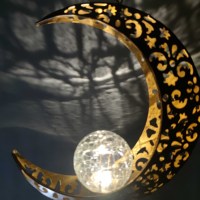 Lampe suspendue étanche, lumière solaire de nuit en forme de lune, lumières LED, carillon solaire extérieur, décoration de jardin