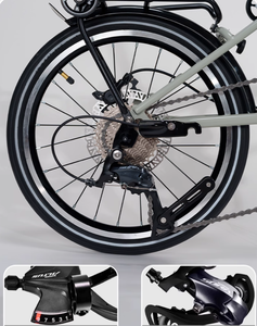 CRANSTON D9k TRI-Folding 16 pouces 9 vitesses Freins à disque hydrauliques Cadre en acier au molybdène de haute qualité Vélo pliant D - Product Image 5