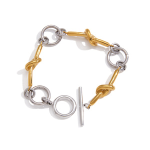 Pulsera de Nudos de Cuerda en Acero Inoxidable con Bloques de Color y Cierre OT para Mujer, Joyería de Regalo - Product Image 5