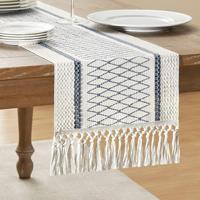Style bohème coton lin chemin de Table tissé étamine couleur correspondant glands pour Table à manger fête pour Amazon transfrontalier