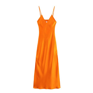 Bestseller Spaghetti Straps Backless <strong>Silk</strong> Sexy <strong>Summer</strong> A-line Midi Women <strong>Dresses</strong> Fashion - Product Image 3