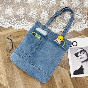 Gran oferta, bolsas <span class=keywords><strong>de</strong></span> mano <span class=keywords><strong>de</strong></span> mezclilla en blanco suave ecológicas, logotipo personalizado, duradero, ligero con patrón <span class=keywords><strong>de</strong></span> puntos para <span class=keywords><strong>ir</strong></span> <span class=keywords><strong>de</strong></span> <span class=keywords><strong>compras</strong></span> - Product Image 6