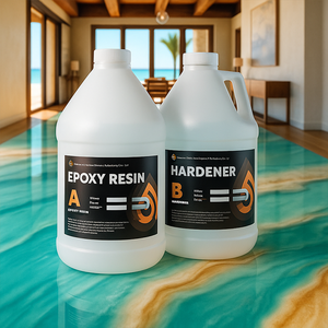 Resina Epossidica Autolivellante 3:1 di Alta Qualità Senza Bolle - Formula <span class=keywords><strong>Bicomponente</strong></span> Cristallina <span class=keywords><strong>per</strong></span> <span class=keywords><strong>Pavimenti</strong></span> Artistici - Product Image 1