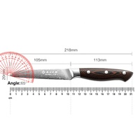 Couteau de cuisine en acier damas de 3.5 pouces couteau à éplucher avec manche en micarta couleur vin rouge de qualité supérieure