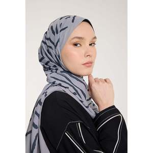 Pure Tone Shawl - V Pattern - <b>Silver</b> - Smoke - V Pattern - <b>Silver</b> - Smoke - Product Image 3