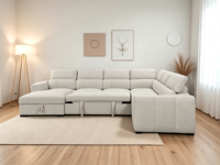 Canapé convertible de luxe moderne en tissu en U de grande taille avec rangement pour salon