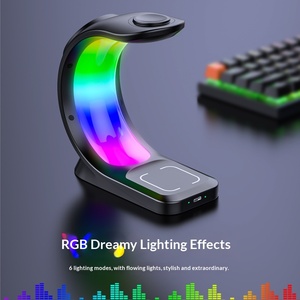 Nuevo <span class=keywords><strong>Cargador</strong></span> <span class=keywords><strong>Inalámbrico</strong></span> 3 en 1 de 15w con Puerto Tipo-C, Base de Carga Magnética Rápida para Escritorio, Adaptador para Reloj, Teléfono y Auriculares - Product Image 3