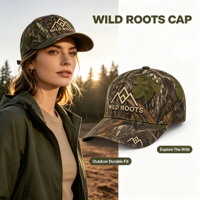 Casquette de baseball personnalisée en camouflage Real Tree pour activités de plein air, broderie 3D Wild Roots Mountain, pour les aventures