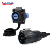 CNLINKO LP16 Tip c M16 IP68 Su Geçirmez Tip c Konnektör Panel Montajlı Endüstriyel Havacılık Fiş Soketi Veri Güç İletimi için