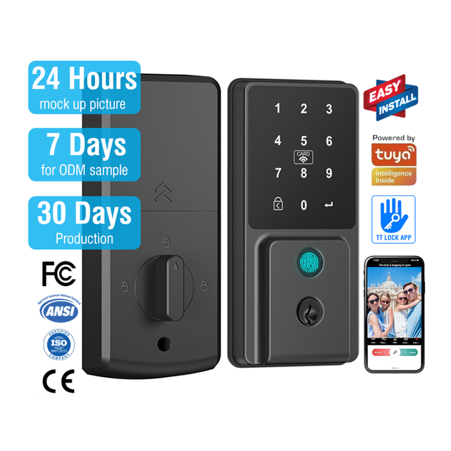 Te'an Smart Electronic Digital Door Lock Fingerprint Card Network Password Deadbolt Brass for Home Use Compatible Smart Locks