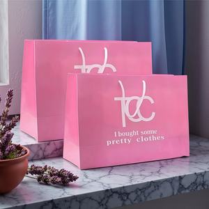 Logo personnalisé, cadeaux biodégradables, sacs en papier pour magasins de vêtements, sacs à chaussures avec poignées, sacs en papier blanc couché - Product Image 2