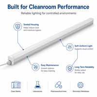 Lámpara LED Tri-Proof IP65 para Iluminación de Cuartos Limpios, Luminaria Lineal Antipolvo con Carcasa de Aluminio, 150LM/W, Garantía de 5 Años