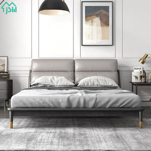 Mobili camera da letto in stile europeo struttura in legno massello letto matrimoniale letto moderno in pelle di lusso King Size - Product Image 5