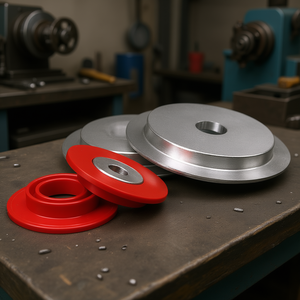 Par de Bridas Fervi de Metal y Plástico Rojo con Orificio Central para Ensamblaje Mecánico - Product Image 3