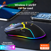 Souris sans fil 6D JW-D238 à trois modes, 2.4G BT, filaire Type-C, optique lumineuse RGB, 4800 DPI pour PC de jeu et ordinateur portable
