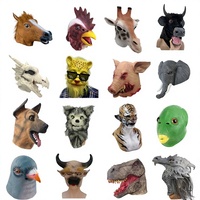 Masque en latex pour Halloween, tête d'animal : Gorille, Cochon, Tigre, Éléphant, Renard, Cheval, Coq, Dinosaure CH