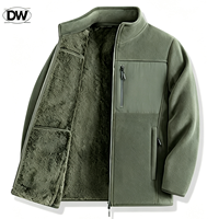 Veste polaire pour homme à col montant et fermeture éclair intégrale, doublée polaire d'agneau, style streetwear, manteau d'hiver chaud, vente en gros