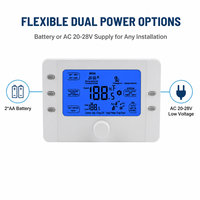 Termostato para Bomba de Calor con Batería o Alimentación CA 20-28V; Relé de Alta Capacidad de 15A, Control por Aplicación WiFi y Programación Semanal para Hogares
