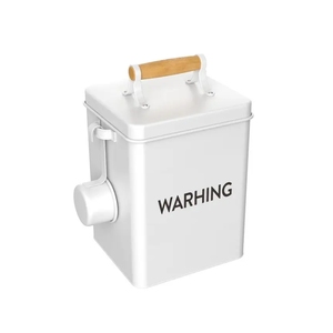 Wholesale Farmhouse Metal Laundry Powder Storage Organization Dryer Sheets Dispenser Box With Lid And Spoon