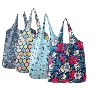 Heavy Duty Eco-Friendly Ripstop Polyester <b>Foldable</b> Tote <b>Bags</b> Cute Geometric Supermarket Grocery Gift <b>Bags</b> Washable Nylon - Product Image 1