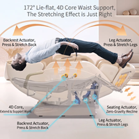 Fauteuil de massage intelligent 4D à commande vocale avec fonction musicale, massage des tissus profonds, inclinable à gravité zéro, avec rails SL et airbags