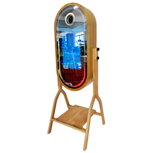 Miroir <span class=keywords><strong>à</strong></span> selfie de <span class=keywords><strong>mariage</strong></span> en bois de chêne, écran tactile interactif, borne <span class=keywords><strong>photo</strong></span> avec imprimante intégrée, fonction d'impression instantanée - Product Image 2
