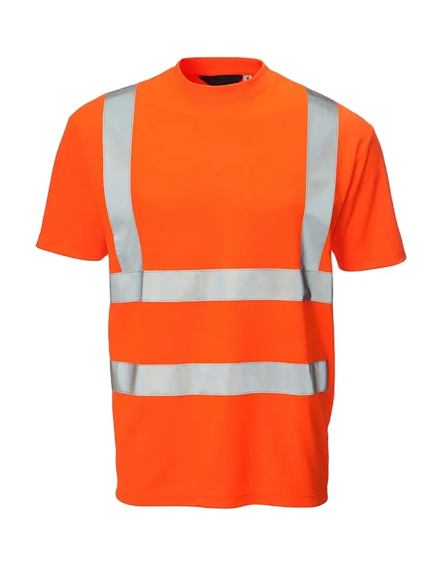 Unisex Lichtgewicht Hi Vis Ademend T-Shirt, Oranje Korte Mouw Hi Zichtbaarheid Werk T-Shirt, Werk Veiligheid Hi-Vis T-Shirt