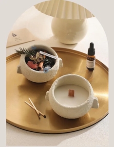 Velas de Soja <span class=keywords><strong>en</strong></span> Pilar de Cerámica Hechas a Mano, Portavelas de Cemento, Portavelas de Concreto, Decoración Artística Creativa y Ecológica para el Hogar - Product Image 6