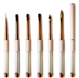 Pinceau à ongles ovale en nylon avec logo personnalisé, manche en métal, outil d'application d'acrylique et de peinture au gel pour manucure - Product Image 1