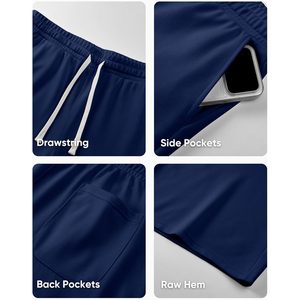 Shorts de survêtement amples pour homme FOXA, longueur au-dessus du genou, décontractés, avec cordon de serrage, coupe ample, pour la gym, 100 % coton respirant - Product Image 6