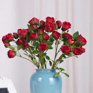 7 cabezas pequeñas <span class=keywords><strong>rosas</strong></span> boda ramo decoración flores de seda blanco rosa rojo <span class=keywords><strong>azul</strong></span> profundo bebé <span class=keywords><strong>rosas</strong></span> - Product Image 3