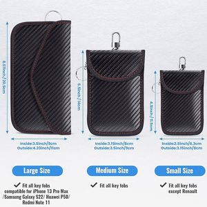 YS8645 Unisex RFID Carbon PU <b>Leather</b> <b>Key</b> Pouch Striped Pattern <b>Key</b> Bag Wallet Metal <b>Chain</b> Card Holder Car <b>Key</b> Holder - Product Image 2