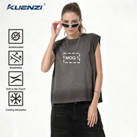 Chaleco sin Mangas Kuenzi 7A Antibacterial 100% Algodón 230GSM con Sensación Fresca, Lavado y Desgastado, Estilo Vintage Streetwear para Mujer