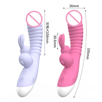 Vibrateur double tête Rabbit Thread en silicone souple, jouet sexuel féminin, 12 fréquences, vibrations doubles, jouets sexuels pour femme