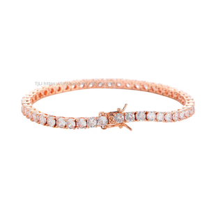 3mm4mm5mm Rose Gold White Zirconium <b>Bracelet</b> <b>Copper</b> Micro-inlaid Zircon Single Row <b>Bracelet</b> Tanjing Fashion Lijing Necklace - Product Image 5