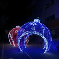 Boule de Noël bleue géante 3D pour l'extérieur Motif LED Sphère Gasebo Lumières pour parc d'attractions