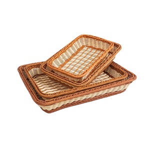 Food&storage Trays Bread Fruit Vegetables Storage Basket Picnic Rattan Basket Tray Bobai Fusen Customized Multifunction