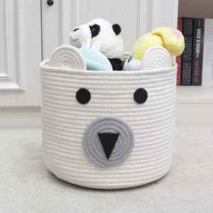 Best Selling <b>Large</b> Woven Kids Children Cute Cartoon Cotton Rope Foldable Rope <b>Bin</b> Basket with Animal Ears - Product Image 5