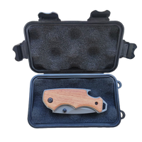 Couteau pliant de camping de survie en plein air EDC étanche manche en bois couteau de poche boîte de rangement en acier inoxydable OEM personnalisable