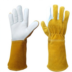 ผู้จัดจำหน่ายถุงมือเชื่อมแบบขายส่ง ราคาถูก หนังแพะ หนังวัว ทนความร้อน ป้องกันมือสำหรับงานหนัก - Product Image 1