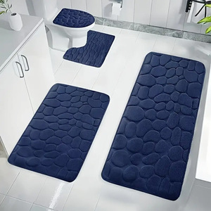 Ensemble de tapis de salle de bain en corail polaire Cangming, 3 pièces, antidérapant, couleur unie, style minimaliste, tapis de sol pour toilettes - Product Image 3