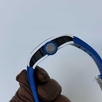 Montre automatique pour homme en céramique bleue et blanche personnalisée, toute neuve, 055, ultra-fine, squelette, élégante, mécanique
