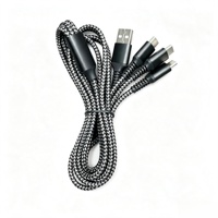 Câble de charge USB-A Type-C 3 en 1 Togudu T-255, nylon tressé, joint renforcé durable, multiport pour téléphone portable