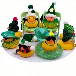 Custom Irish Festival DIY Car Duck Decoration, Clover Yarn Christmas Hat, Patrick Party Pendant Summer Unisex <b>Bath</b> Toys for Kids - Product Image 1