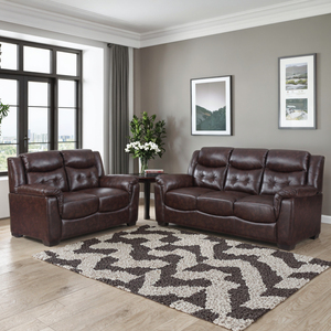 Ensemble de canapés contemporains à dossier rembourré avec cuir artificiel ultra-doux pour une assise confortable dans le salon - Product Image 2