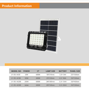 ไฟสปอร์ตไลท์ LED พลังงานแสงอาทิตย์ YIHAN 50W 6000K พร้อมรีโมทคอนโทรล ตัวเรือน ABS/พลาสติก ได้รับมาตรฐาน CE IP66 Ra80 2500lm รับประกัน 1 ปี เหมาะสำหรับสวน - Product Image 2