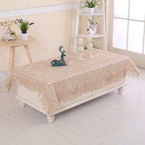 <span class=keywords><strong>Elegante</strong></span> <span class=keywords><strong>Runner</strong></span> da Tavola Rettangolare Beige con Ricamo Floreale in Pizzo Francese Intrecciato a Mano per Eventi, Cene e Tè - Product Image 3